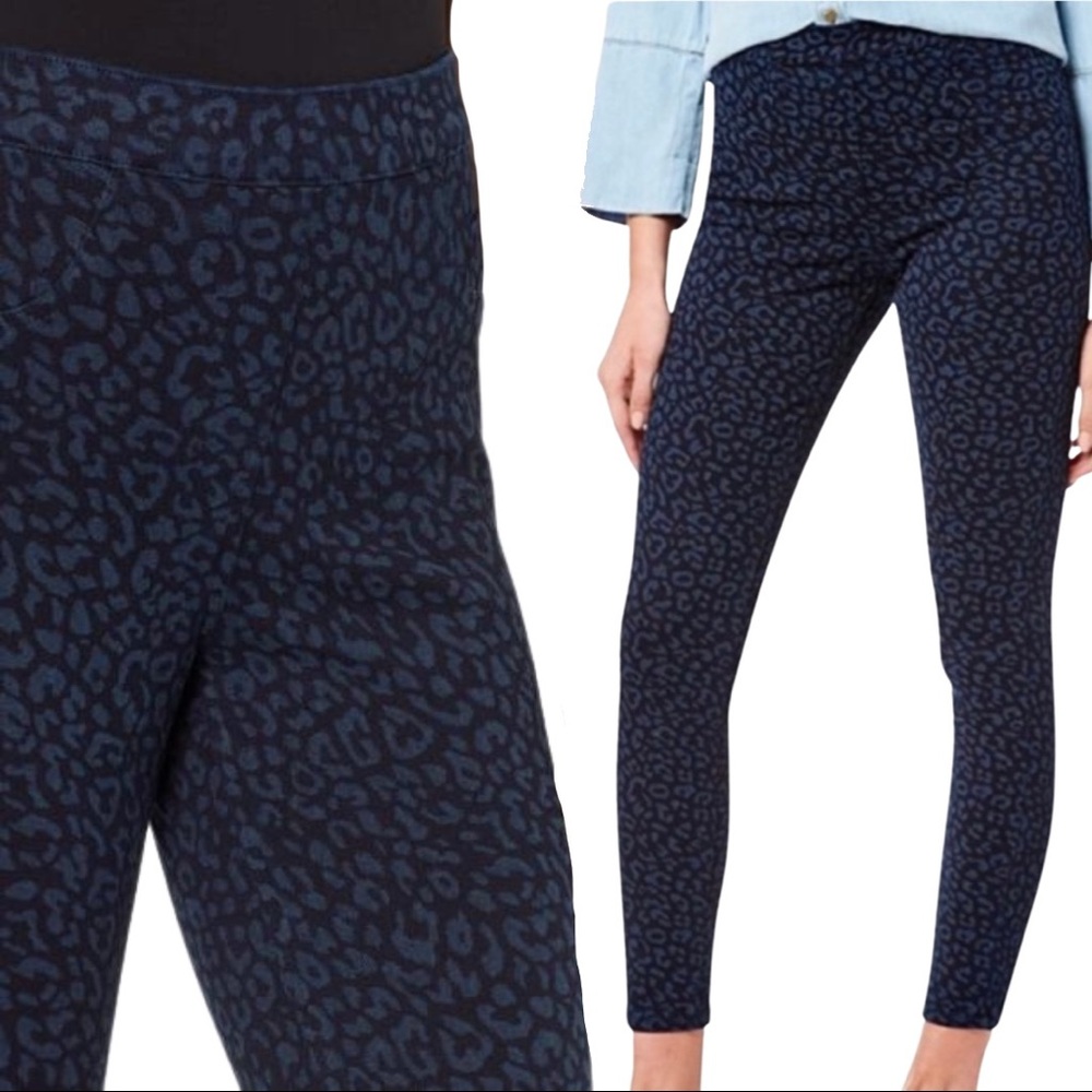 SPANX Jean-ish Ankle Legging High Rise Pull On Jeans Blue Leopard Denim M NEW - Picture 16 of 16